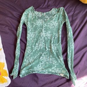 Free People Floral Burnout ASO Violet Harmon Green